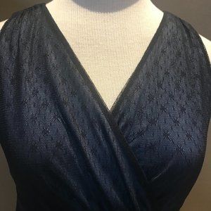 Ann Taylor Lace Overlay Criss-Cross Top